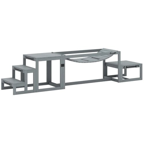  Set za agility za pse 3-dijelni set opreme za agility s mostom stepenicama platformom jelovim drvom 117 x 50 x 56 cm siva Slike