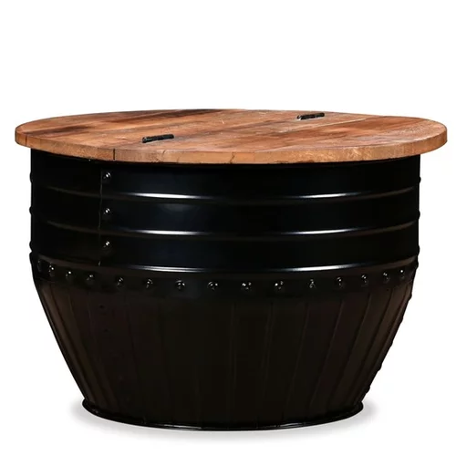  Klubska mizica iz trdnega predelanega lesa črna oblika soda