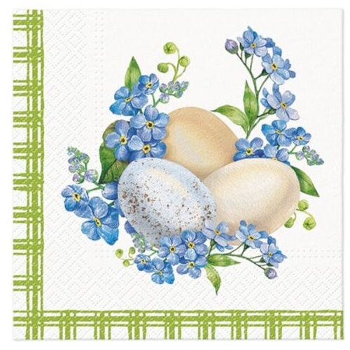 Dekupaž salvete - Eggs in Forget me nots - 1kom Slike