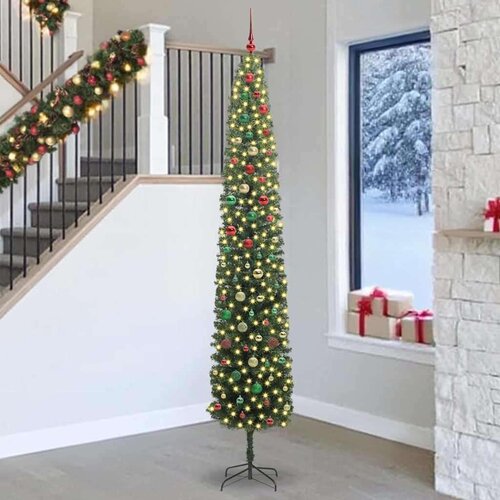 vidaXL Umestno božično drevo Zelena 270 cm PVC in Jeklo in Plastika Cene