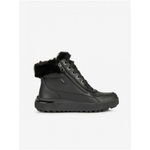 Geox Black Women&amp;#039;s Ankle Leather Boots with Artificial Fur Dalyla - Women Slike