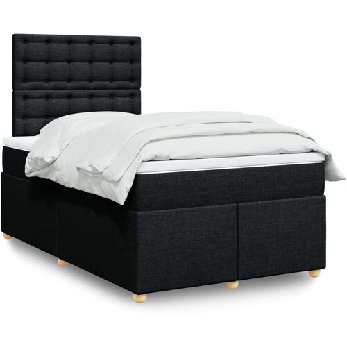 VidaXL Krevet s oprugama i madracem crni 120 x 200cm od tkanine Slike