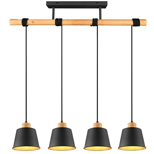 Trio Leuchten Črna/v naravni barvi viseča svetilka s kovinskim senčilom ø 18 cm Harris – Cene