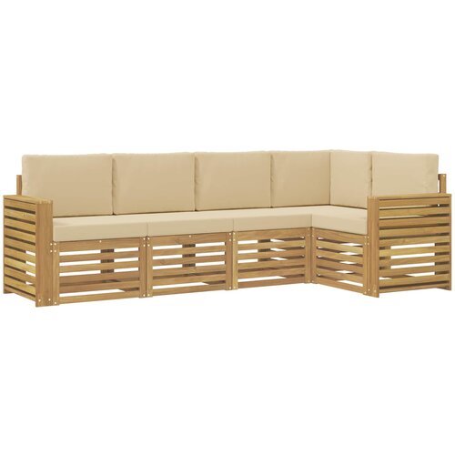  Set vanjskih sofa 5 pcs Bijela i bež 251 x 132,5 x 73 cm Slike