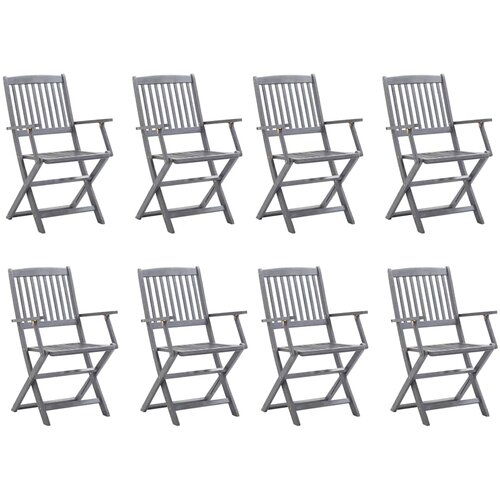  Sklopive stolice 8 kom s jastucima od punog bagremovog drva Slike