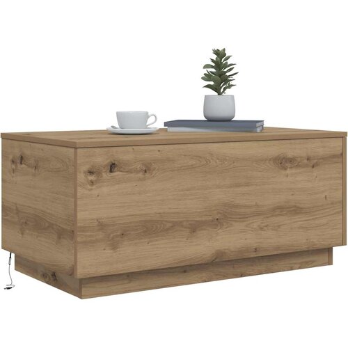  Stolić za kavu s LED svjetlima boja hrasta artisan 90x50x40 cm Slike
