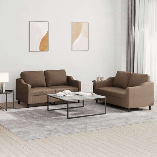 VidaXL 2-dijelni set sofa s jastucima smeđi od tkanine Slike