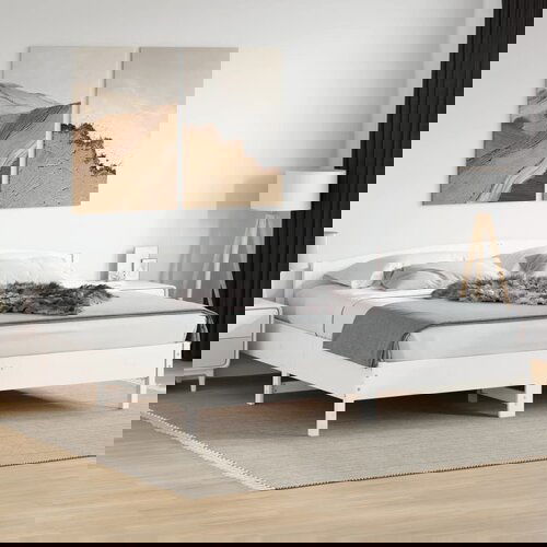  The Living Store Posteljni okvir brez vzmetnice bel 180x200 cm trdna borovina - Posteljni Okvir, (21501435) Slike