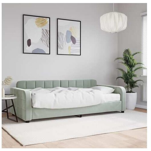 VidaXL Dnevna postelja z vzmetnico svetlo siva 90x190 cm žam Slike