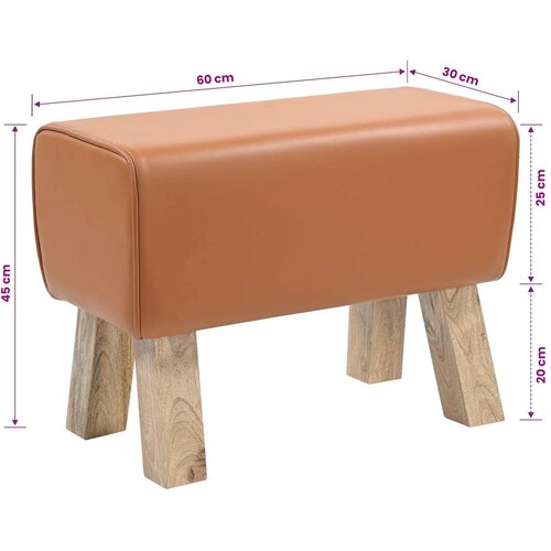  Klupa 60 x 30 x 45 cm Prava koža Smeđa Slike