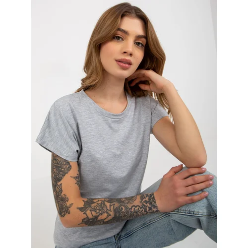 Fashion Hunters Basic grey melange t-shirt made of cotton