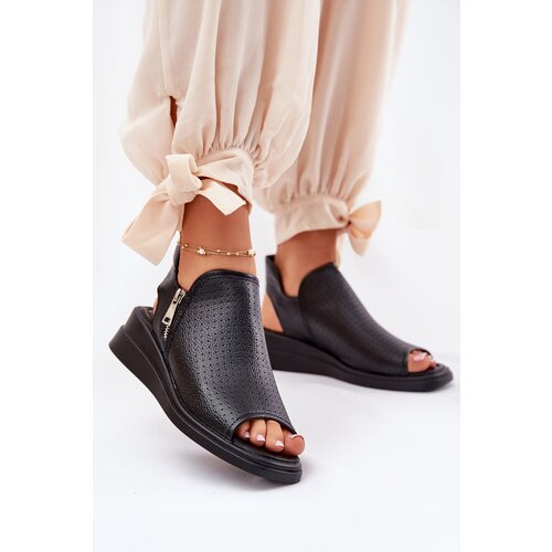 Boto Ladies Wedge Sandals Black Mevinette Cene