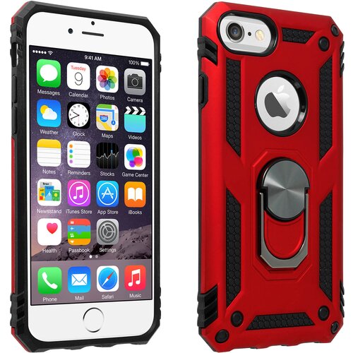 AVIZAR Etui, odporen na udarce, s kovinskim držalom za obrocke - rdec str. Apple iPhone SE 2022, 2020 in 8, 7, 6S, 6, (20600219) Slike
