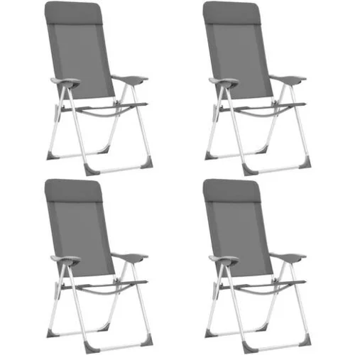  Zložljivi stoli za kampiranje 4 kosi sive barve aluminij