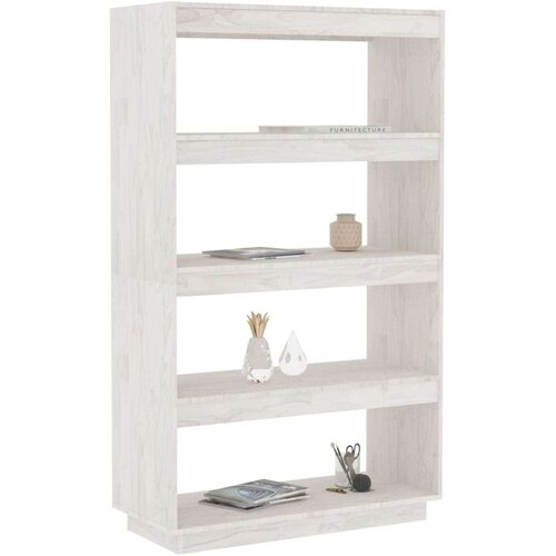 VidaXL knjižna omara za razdelitev prostora bela 80x35x135 cm borovina Slike
