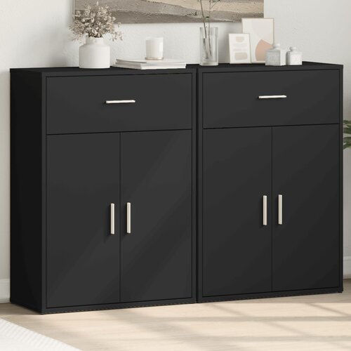VidaXL Komoda 2 kosa črna 60x30x84 cm inženirski les Slike