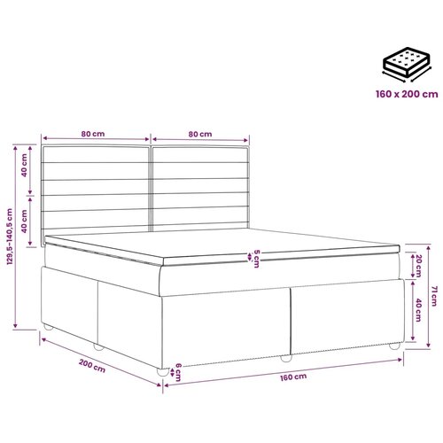  Boxspring krevet s madracem Sivosmeđa 160 x 200 cm Tkanina - Sivosmeđa 160 x 200 cm Dizajn linija Slike