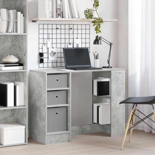  Stol s policom Betonski sivi 100 x 40 x 75 cm Konstruirano drvo Cijene