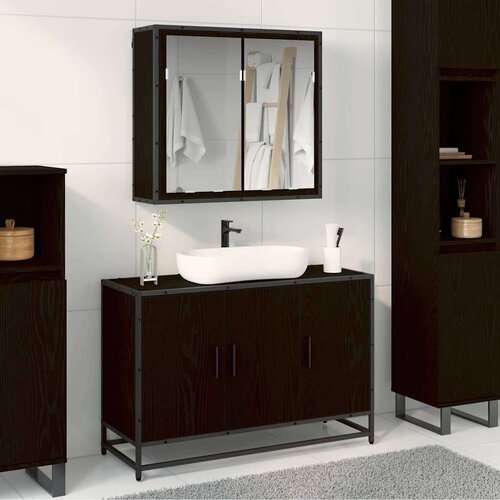 VidaXL set namje&amp;scaron;taja za kupaonicu 2 pcs crni hrast 90 x 33 x 60 cm Slike