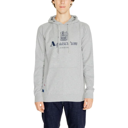 Aquascutum Puloverji ACTIVE COTTON BIG LOGO HOODIE FLEECE AA_SS23_SW005 Siva