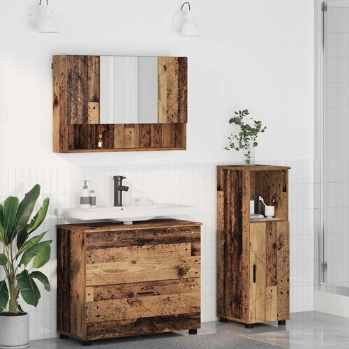 vidaXL Set namještaja za kupaonicu 3 pcs Staro drvo 76.5 x 35 x 64 cm Cene