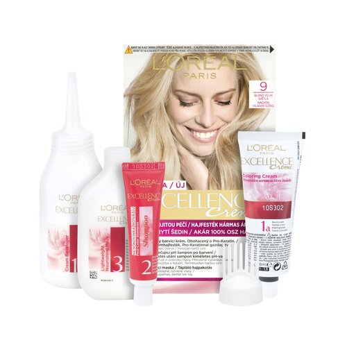 L&amp;acute;Or&amp;eacute;al Paris excellence creme triple protection barva za lase za barvane lase za svetle lase za vse vrste las 48 ml odtenek 9 natural light blonde Slike