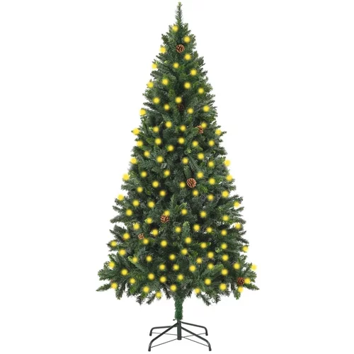 vidaXL Umjetno božićno drvce s LED svjetlima i šiškama zeleno 210 cm