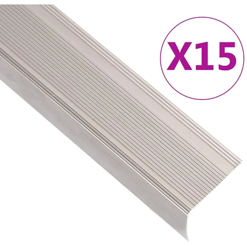 vidaXL Rubnjaci za stepenice L-oblika 15 kom aluminijski 100 cm bež