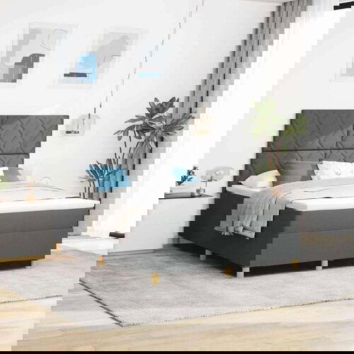 Box spring krevet Tamno siva 140 x 190 cm tkanina Slike