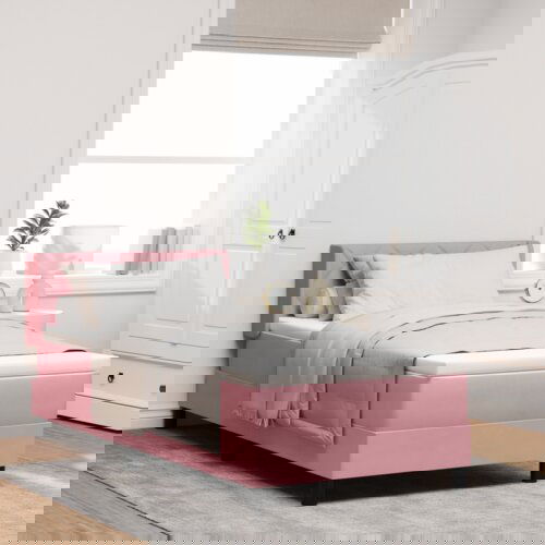 vidaXL Box Spring Krevet s Madracem Ružičasta 90x200 cm Baršun Cene