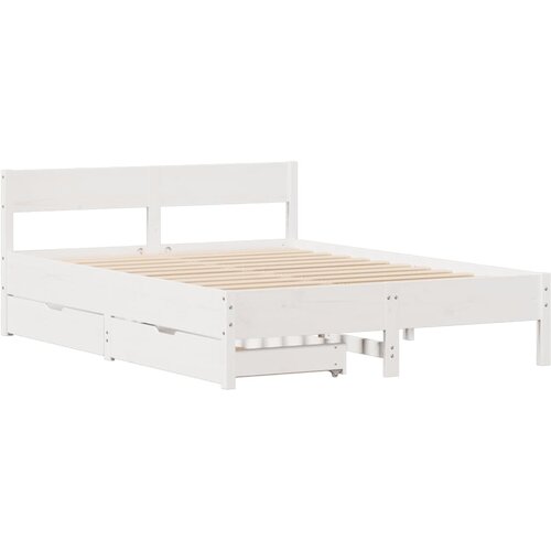 vidaXL Posteljni okvir z vzglavjem bel 150x200 cm trdna borovina, (21322467) Cene