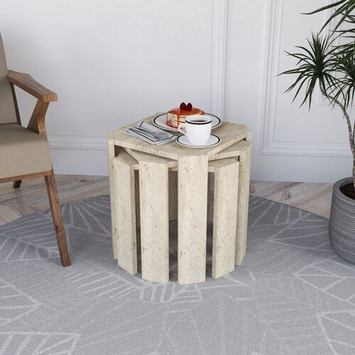 Hanah home Azra - Travertine Nesting Table Set (3 komada) Slike