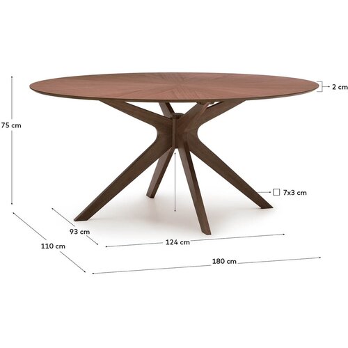 Kave Home Jedilna miza z mizno plo&amp;scaron;čo v orehovem dekorju 110x180 cm Naanim &amp;ndash; Slike