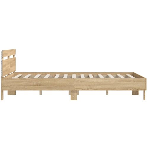  Okvir za krevet s uzglavljem i LED boja hrasta 140x200 cm Slike