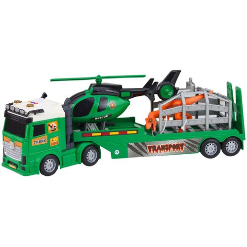  Set za prijevoz dinosaura: Kamion, Vučno vozilo, Helikopter, Svjetla, Zvuk Slike