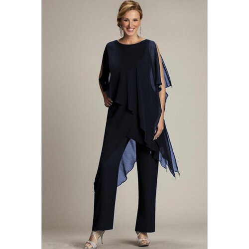 Fenzy Komplet Elegantne Prozirne Tunike I Dugih Hlača Claudette, Tamnoplave Cene
