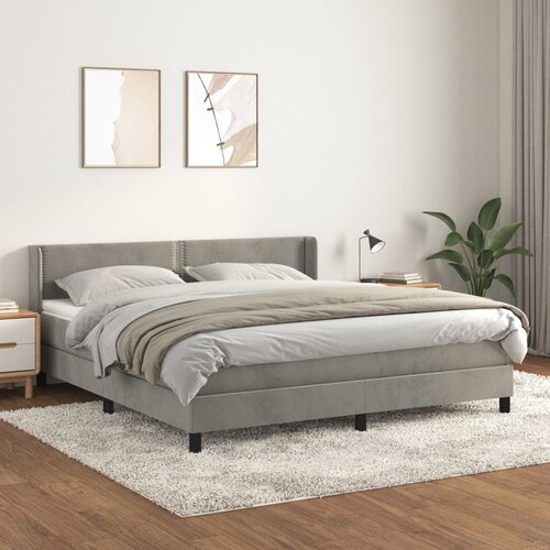 The Living Store Box spring postelja z vzmetnico svetlo siva 160x200 cm žamet - Box Spring Postelja, (21489002) Cene
