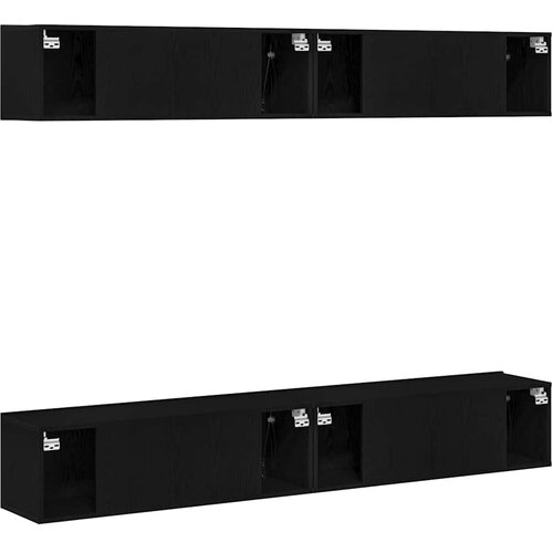  Set TV komoda Zidne 4 pcs Crni hrast 100 x 30 x 30 cm Slike