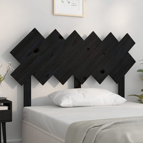 VidaXL Uzglavlje za krevet Crno 122,5x3x80,5 cm od masivne borovine Slike