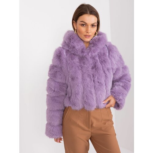 Fashion Hunters Light purple mid-season jacket with hooks and eyelets Cene