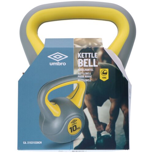 Umbro kettlebell uteg 10 kg &amp;ndash; kompozitni, ergonomska ročica, sivo-rumena Slike