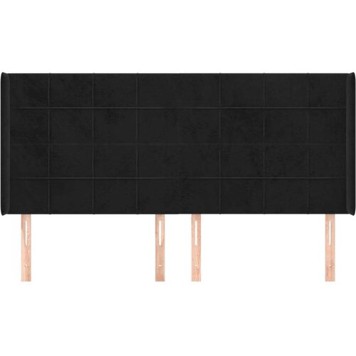  Uzglavlje s u&amp;scaron;ima crni 183x16x118/128 cm bar&amp;scaron;unasti Slike