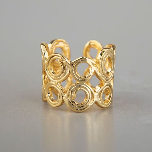 &amp;Scaron;iroki prsten s ažuriranim ornamentom, pozlata 14 k Slike