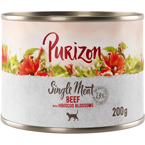 Purizon Single Meat 12 x 200 g - Govedina s cvetovi hibiskusa
