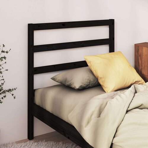  Uzglavlje za krevet crno 81 x 4 x 100 cm od masivne borovine Slike