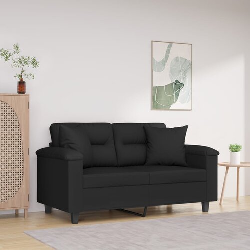 vidaXL Dvosjed s jastucima crni 120 cm od mikrovlakana Cijene