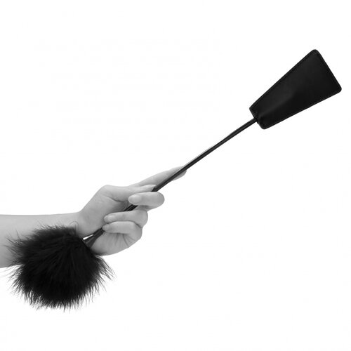 Ouch! Crop with Feather Tickler Black Cene