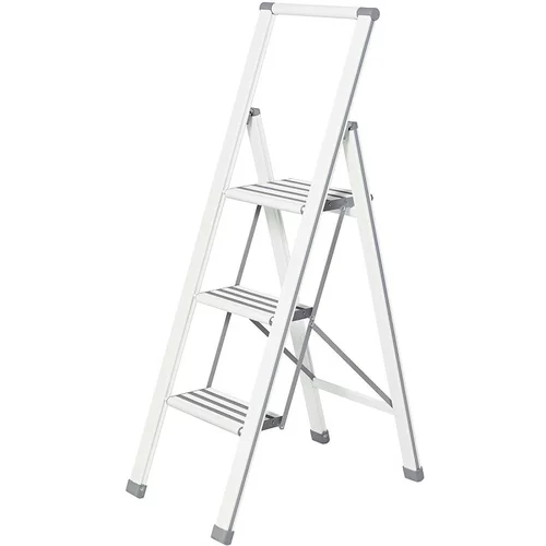 Wenko aluminijasta lestev bela 3+1 (delovna višina: 2,55 m, nosilnost: 150 kg)