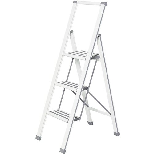 Wenko Preklopne ljestve Design (3 stepenice, Aluminij, Bijele boje) Slike