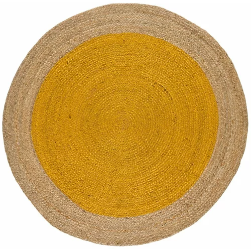 Universal Gorčično rumena/naravna okrogla preproga ø 120 cm Mahon –